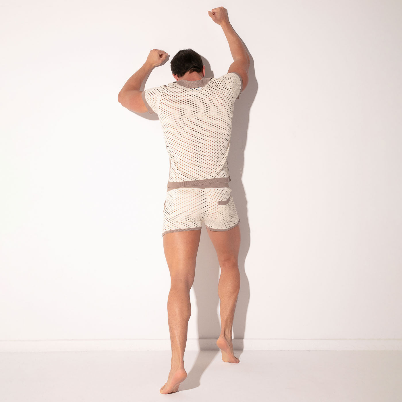 Mosaic Knit Polo - Taupe