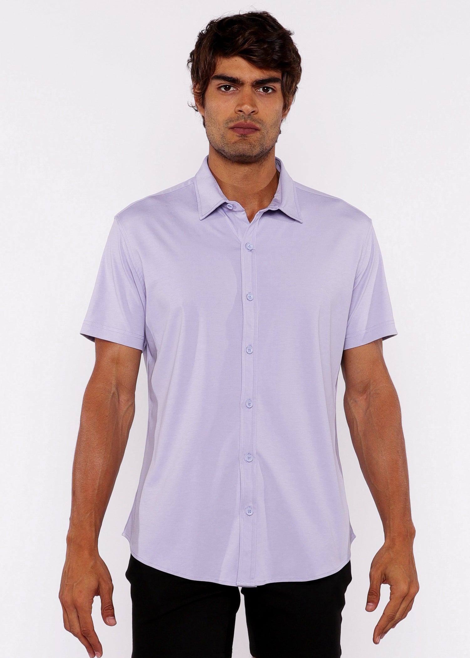 Solid Knit Stretch Jersey Knit Shirt