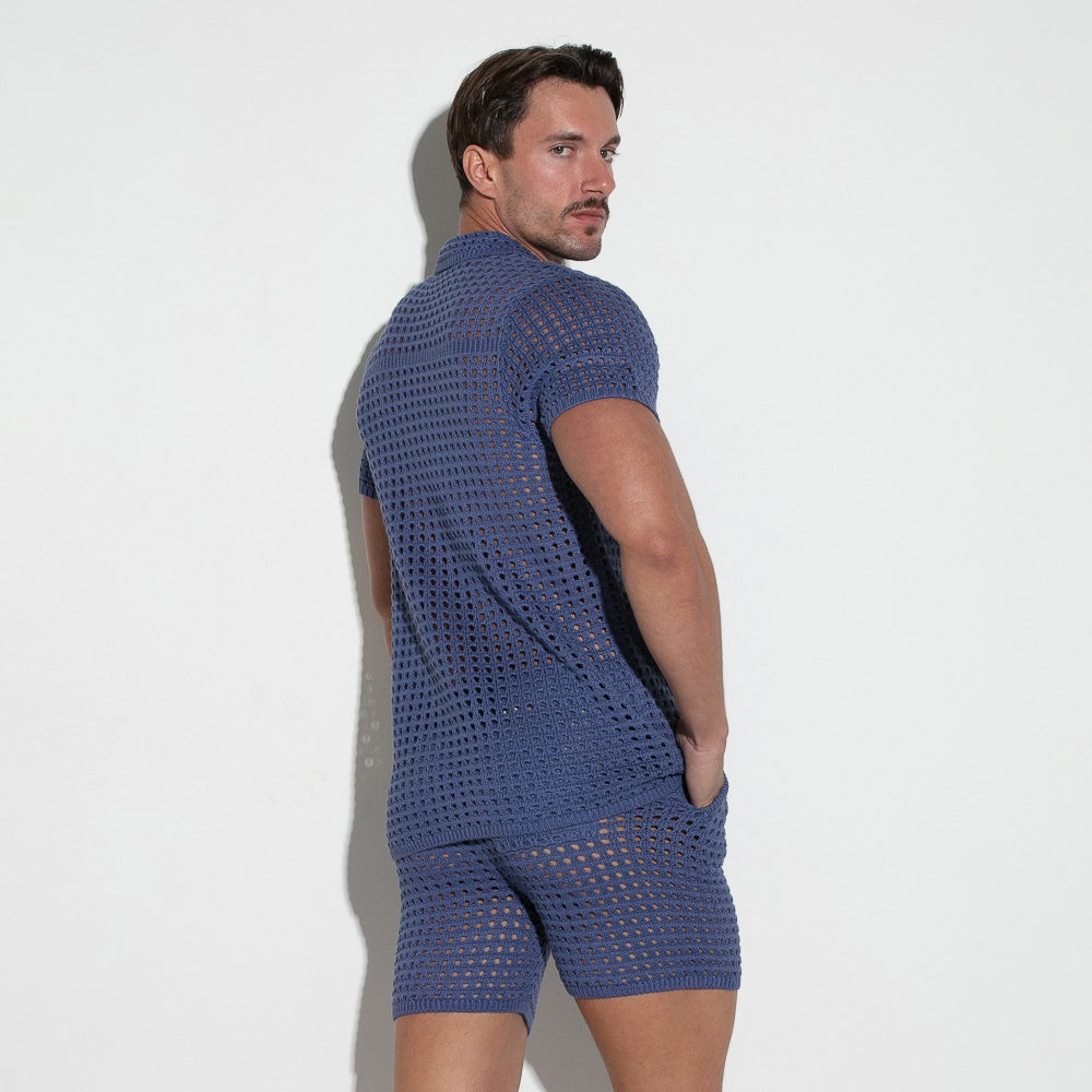 Diamond knit button shirt