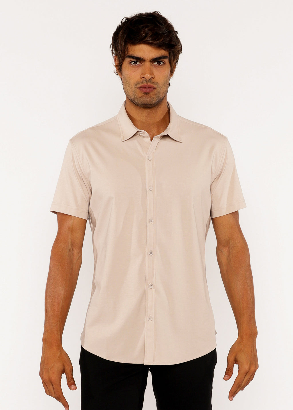Solid Knit Stretch Jersey Knit Shirt