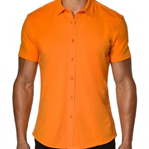 Stretch Jersey Knit Shirt-Papaya