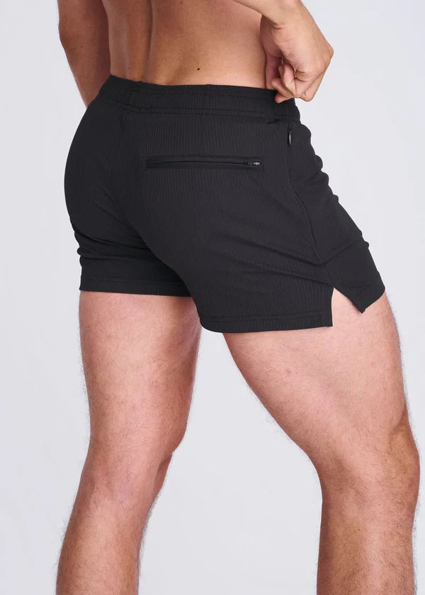 Solid Seersucker Swim Shorts Black