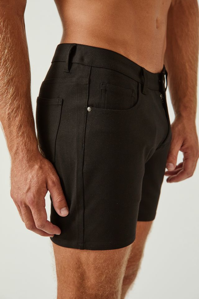 5" Stretch Knit Jean Short - Black