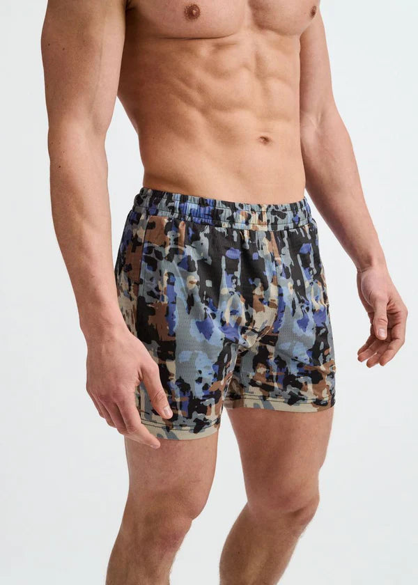 Abstract Print Mesh stretch Performance Shorts