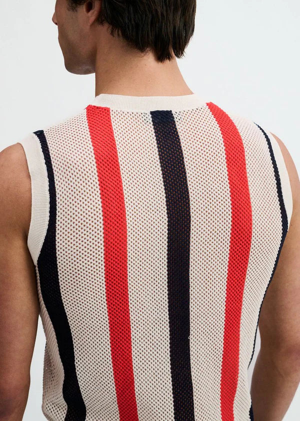 Textured Stripe Open Knit Vest