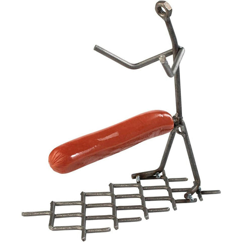 Steel Single Man Stick Figure Hotdog Griller Funny Barbeque