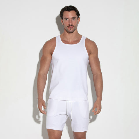 Prism Pique Tank Top White