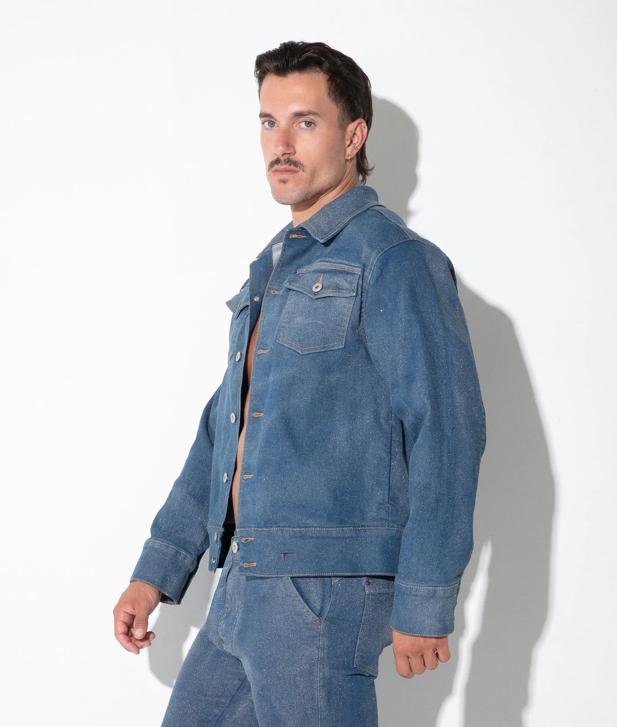 Metallic Denim Jacket Silver Denim