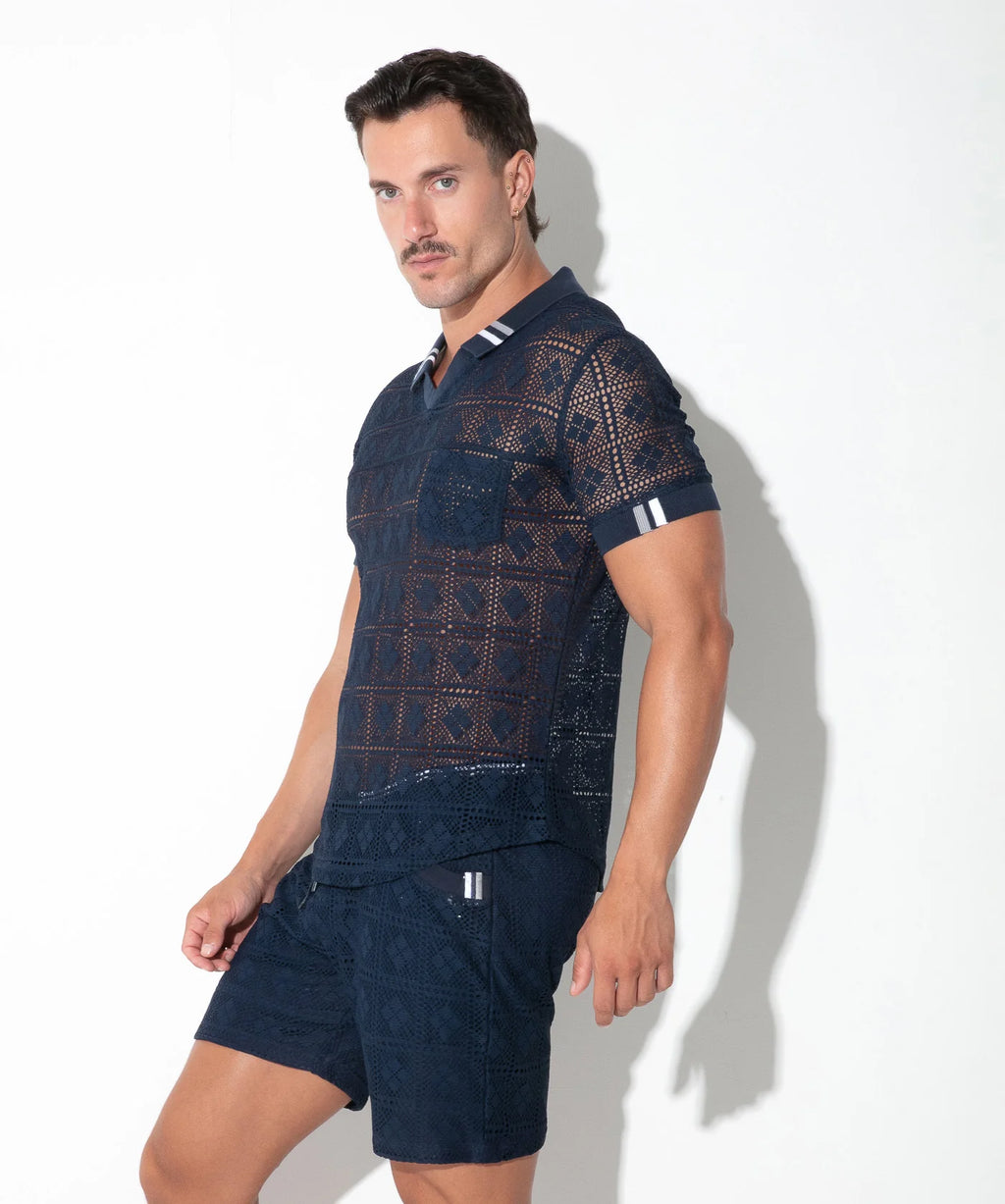 Graphic Lace Polo Shirt
