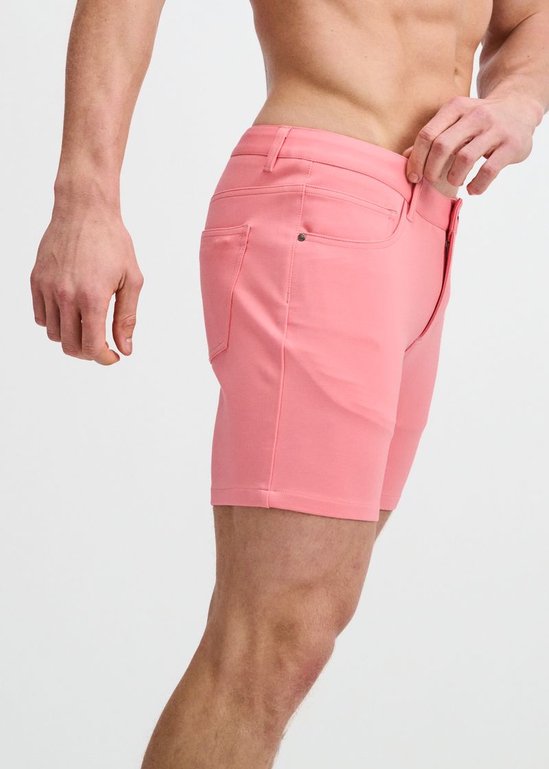 5" Stretch Knit Jean Short - Crepe Pink