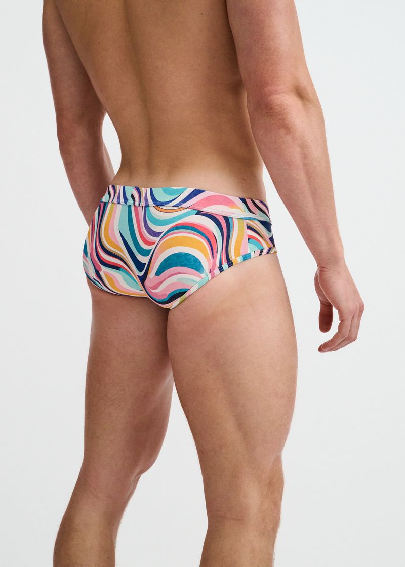 Waves Print Swim Brief - Teal