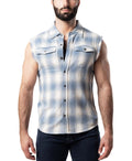 Brawn Sleeveless Shirt - Perry Blue Blue