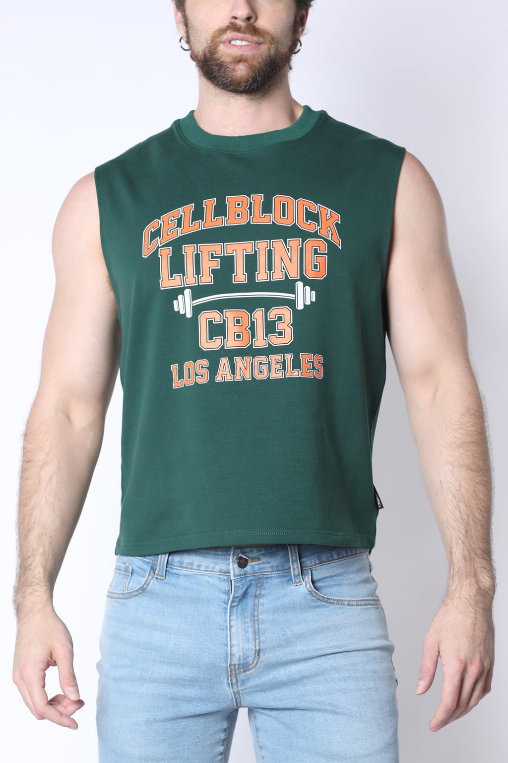 CB13 Lifting Club Cropped Tank Green