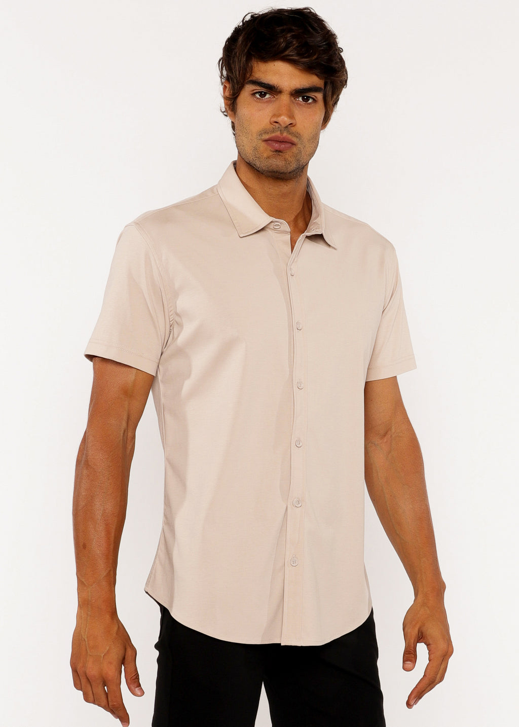 Solid Knit Stretch Jersey Knit Shirt