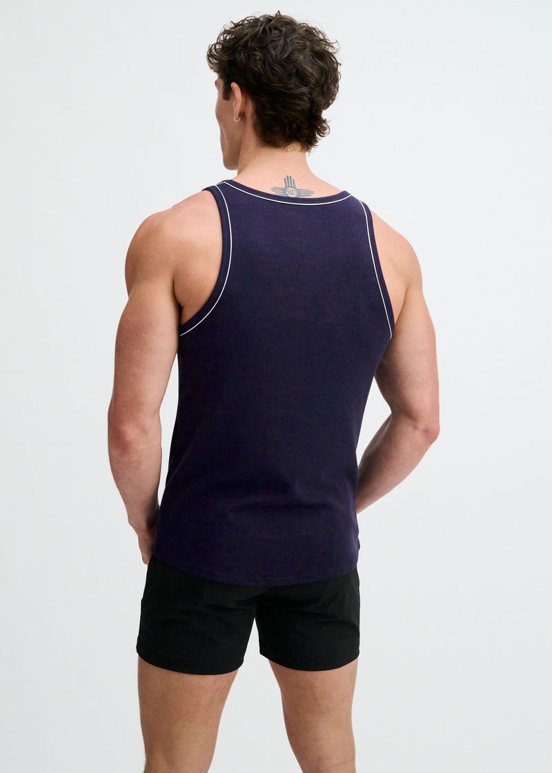 Rib Stretch Contrast Cotton/Tencel Tank