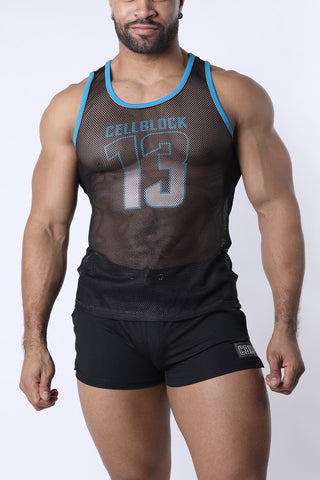 Chain Reaction Mesh Tank Top Blue