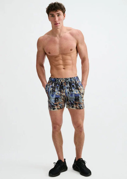 Abstract Print Mesh stretch Performance Shorts