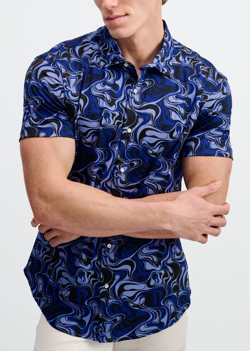 Swirl Open Knit Short Sleeve Shirt