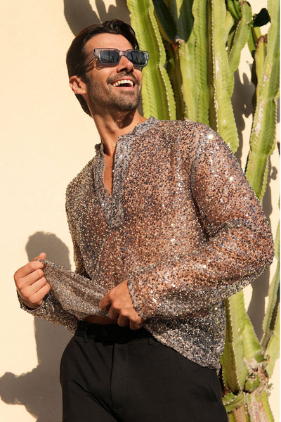 Sequin Long Sleeve Shirt