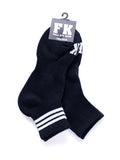FK SPORT ANKLE SOCK - 2 PACK Black w White Stripe and Solid Black OS