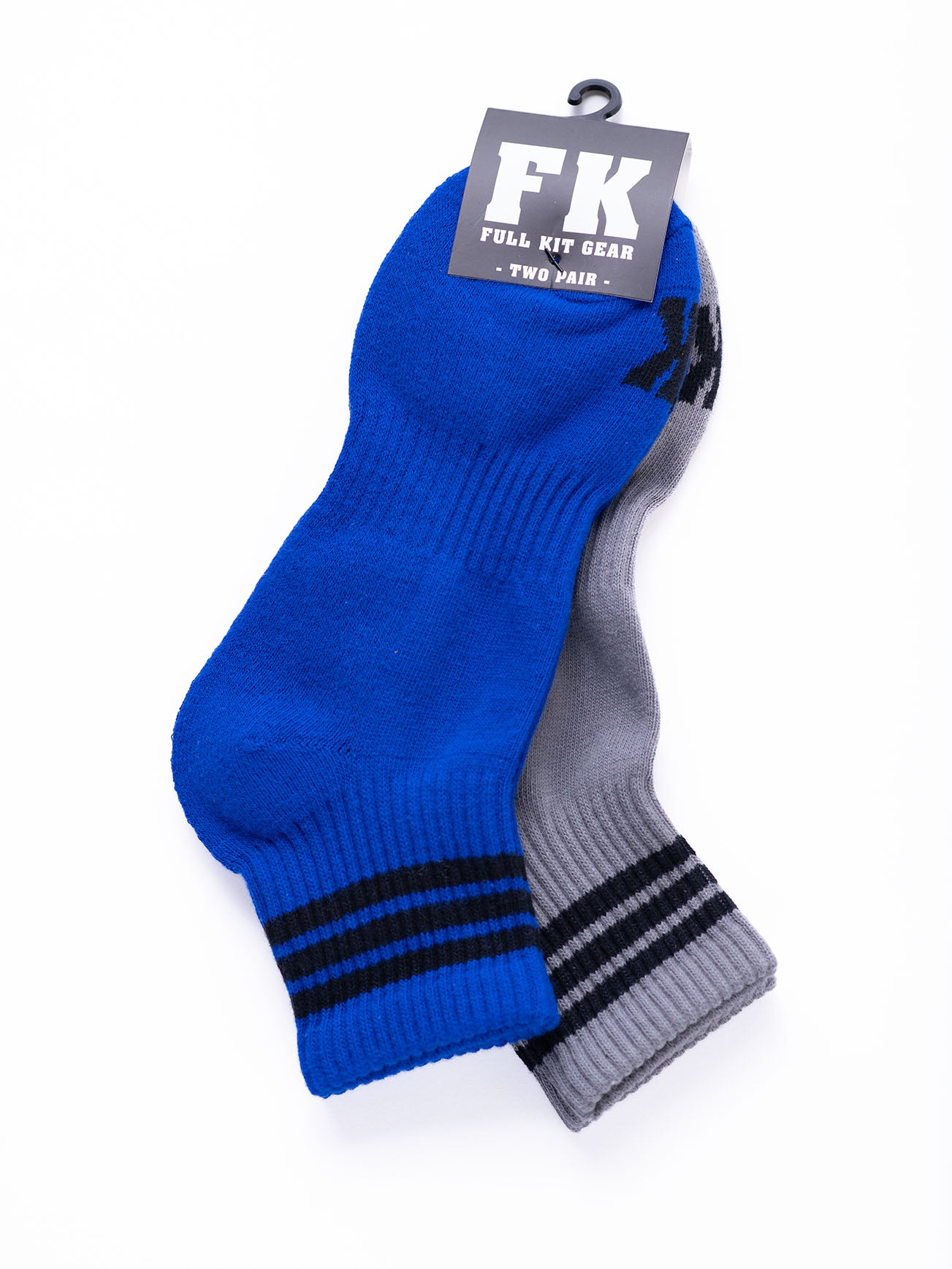 FK SPORT ANKLE SOCK - 2 PACK Cobalt Charcoal - with black stripes OS