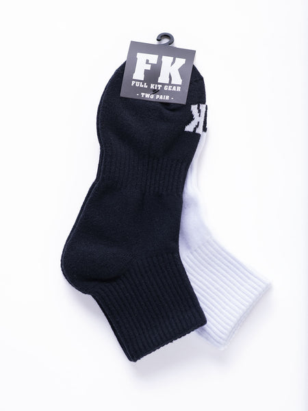 FK SPORT ANKLE SOCK - 2 PACK Solid Black Solid WhIte OS