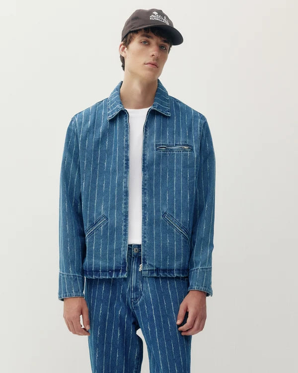 Pinstripe Denim Jacket