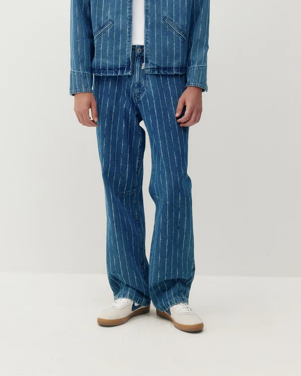 Pinstripe Baggy Denim Pants