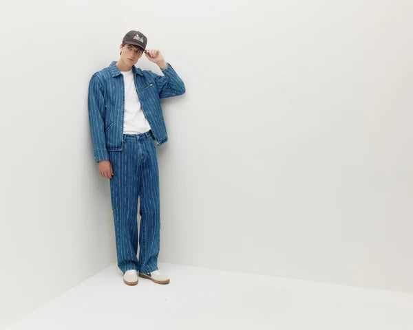 Pinstripe Baggy Denim Pants