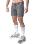 Flex Rugby Short - Charcoal Grey/Red Charcoal