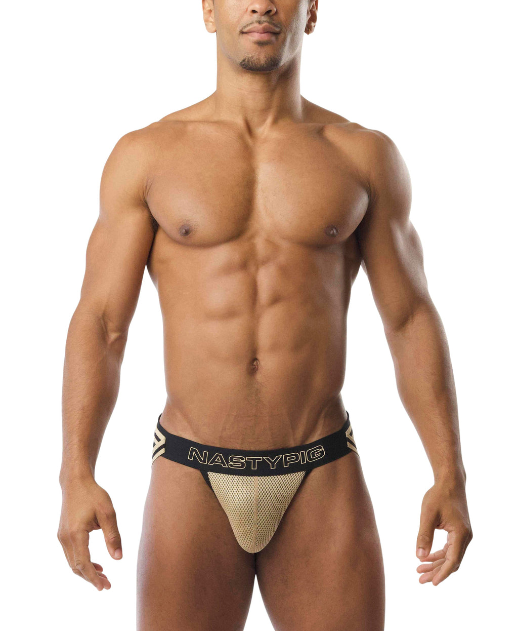 Flip Jock Strap - Black/Champagne Tan