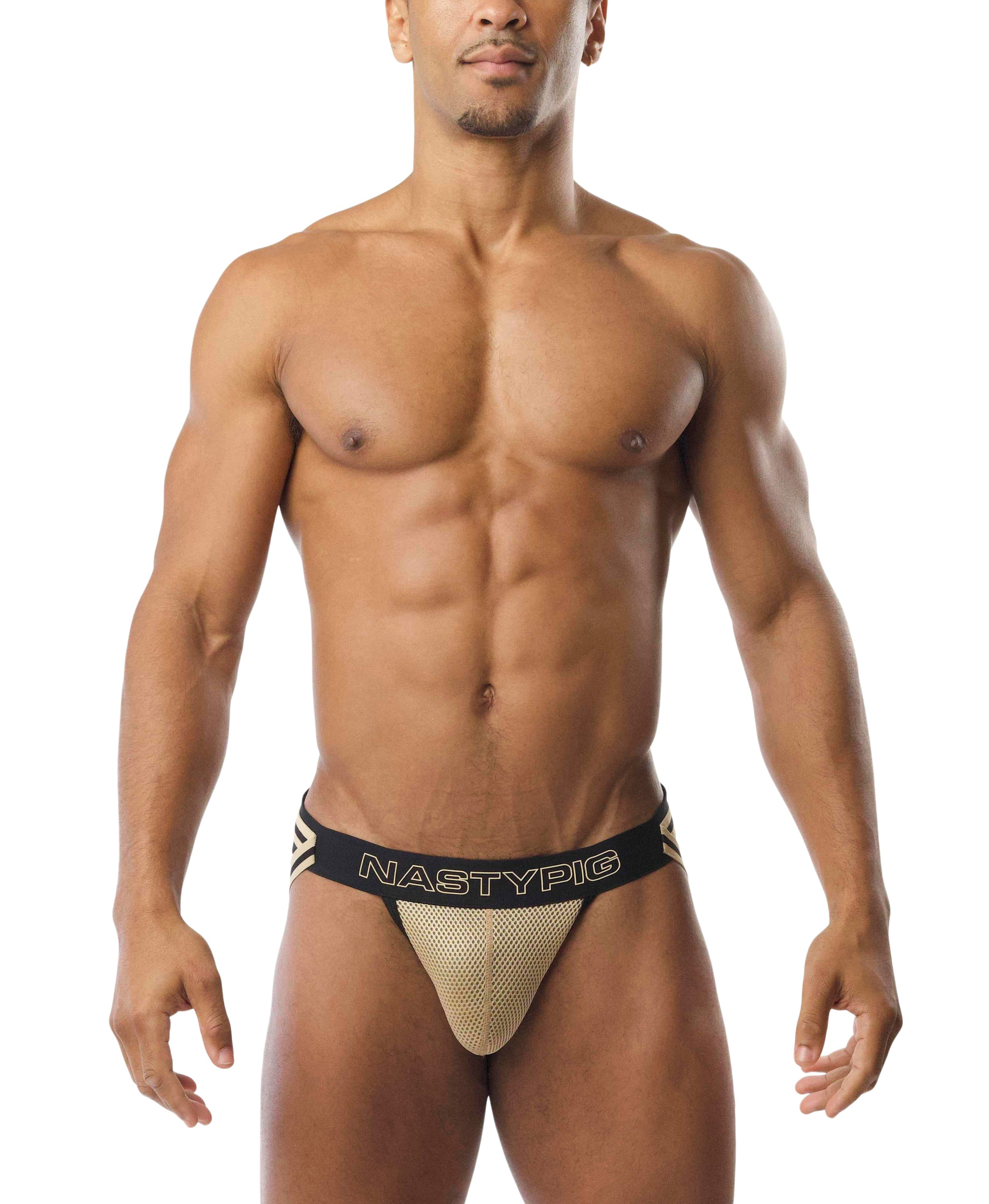Flip Jock Strap - Black/Champagne Tan
