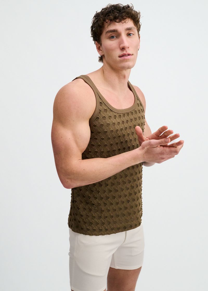 INFINTRY STRETCH RIPPED KNIT TANK TOP