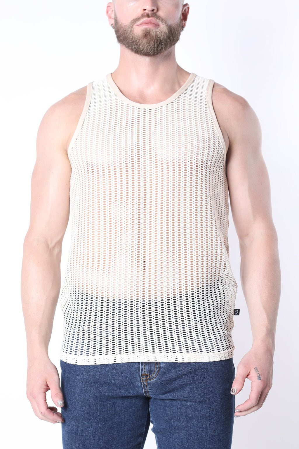 Hamptons Mesh Tank Top Sand