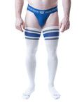 Hook'd Up Thigh High Sock - White/Quartz Blue/Mirage Blue White