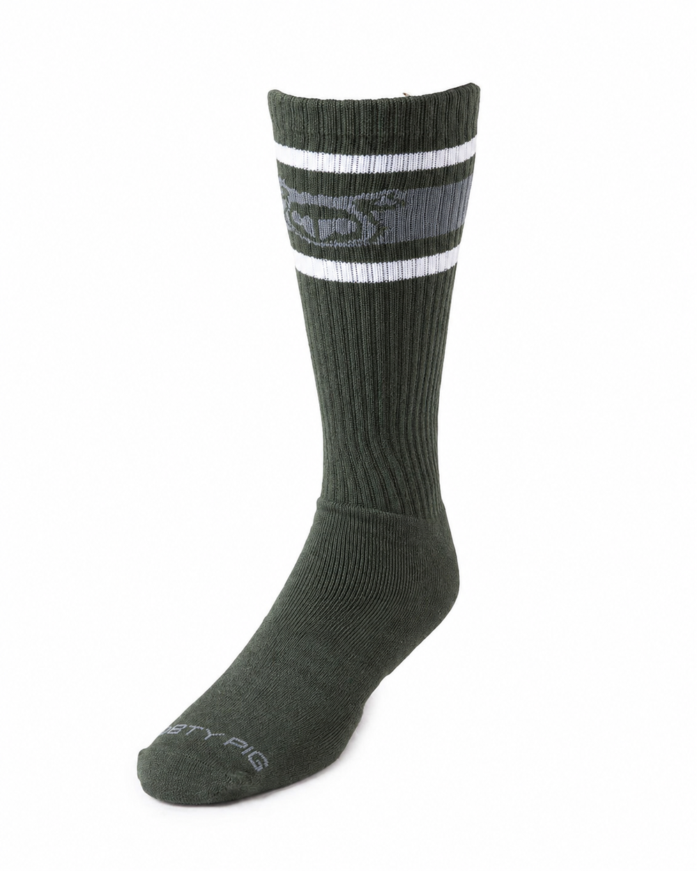 Hook'd Up Sport Sock - Army Green/Shark Grey/White
