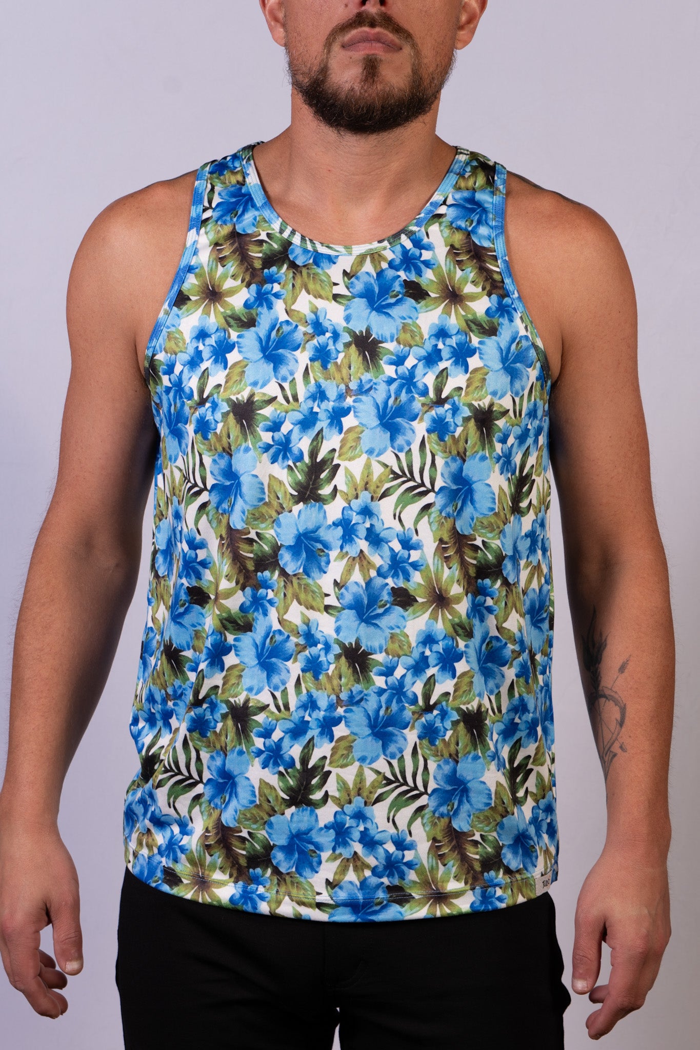Floral Print Tank Top Blue