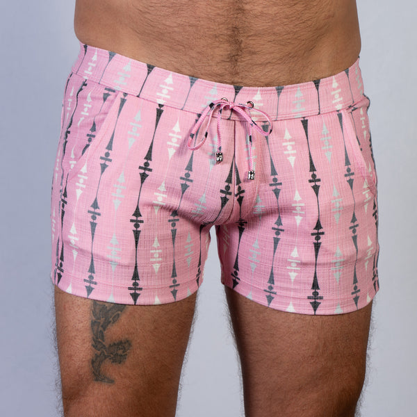 Retro Wallpaper Shorts - Linen Texture