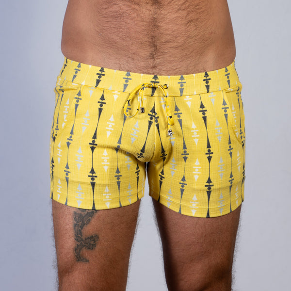 Retro Wallpaper Shorts - Linen Texture