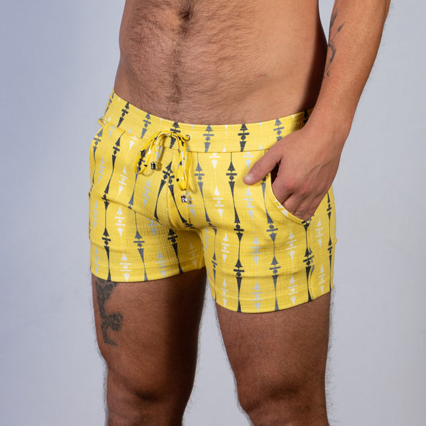 Retro Wallpaper Shorts - Linen Texture