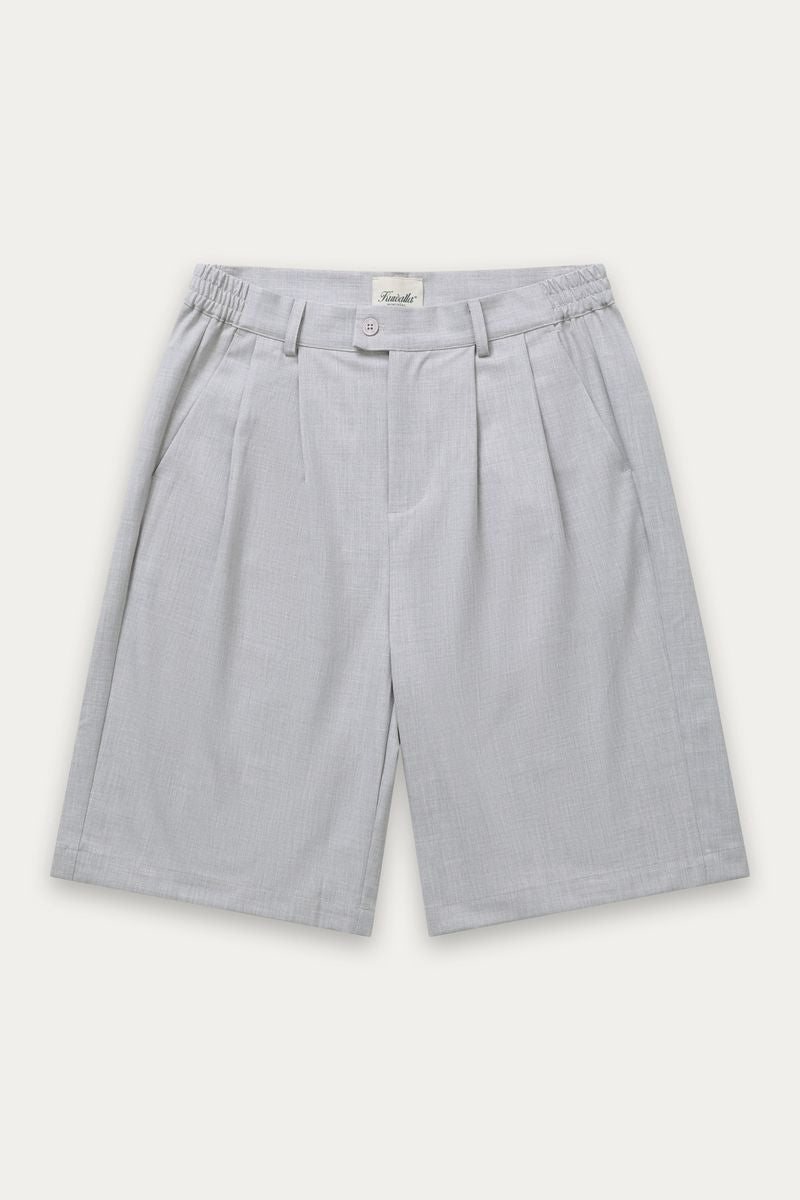 Double Pleated Shorts Light Grey