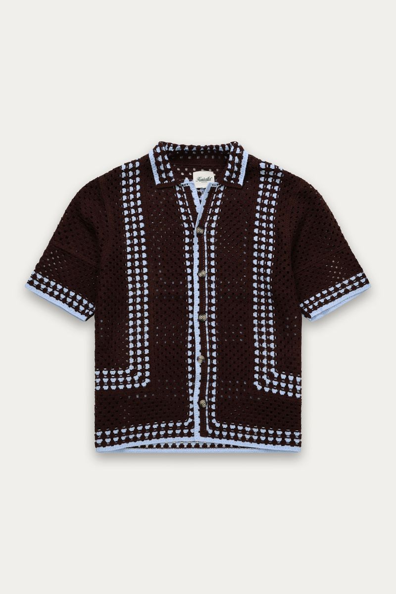 Knit Crochet Shirt Cocoa Brown