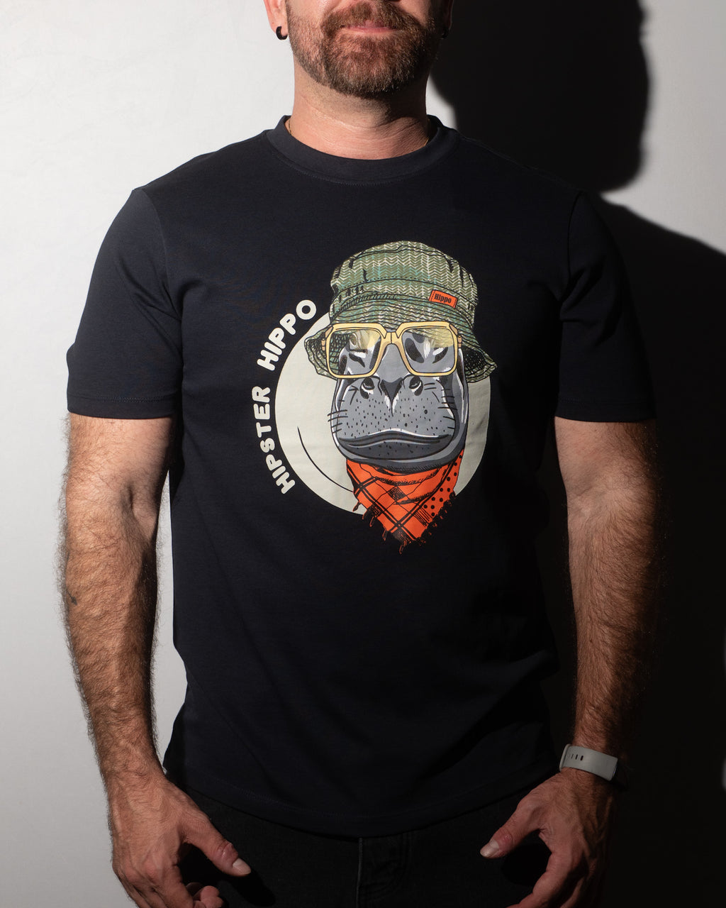 Hipster Hippo Graphic Tee Navy