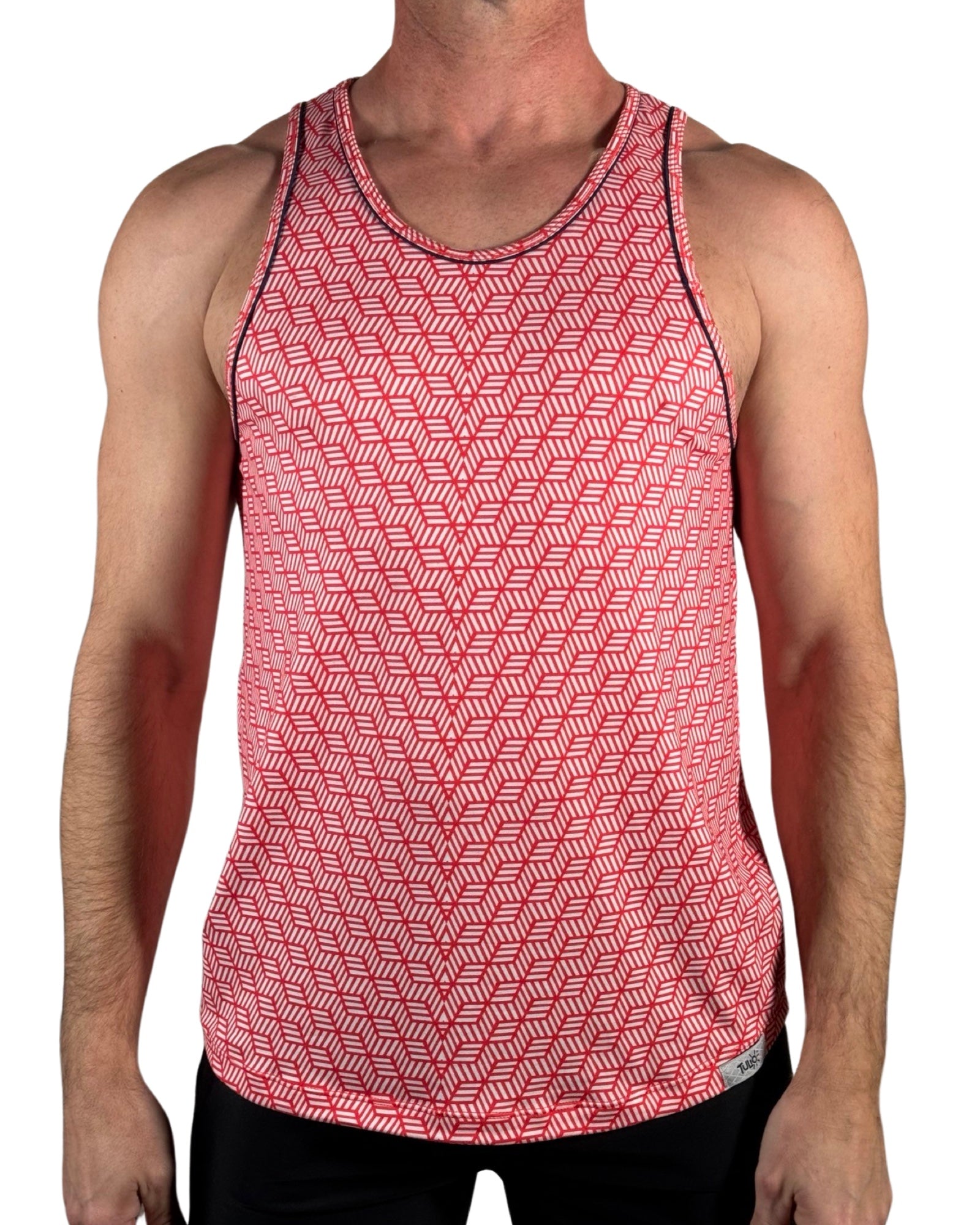 3D Triangle Print Tank Top Red