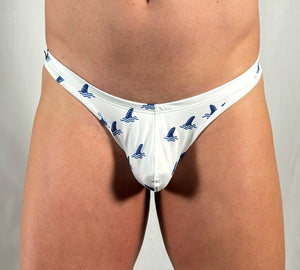 Shark Fin Print Thong White