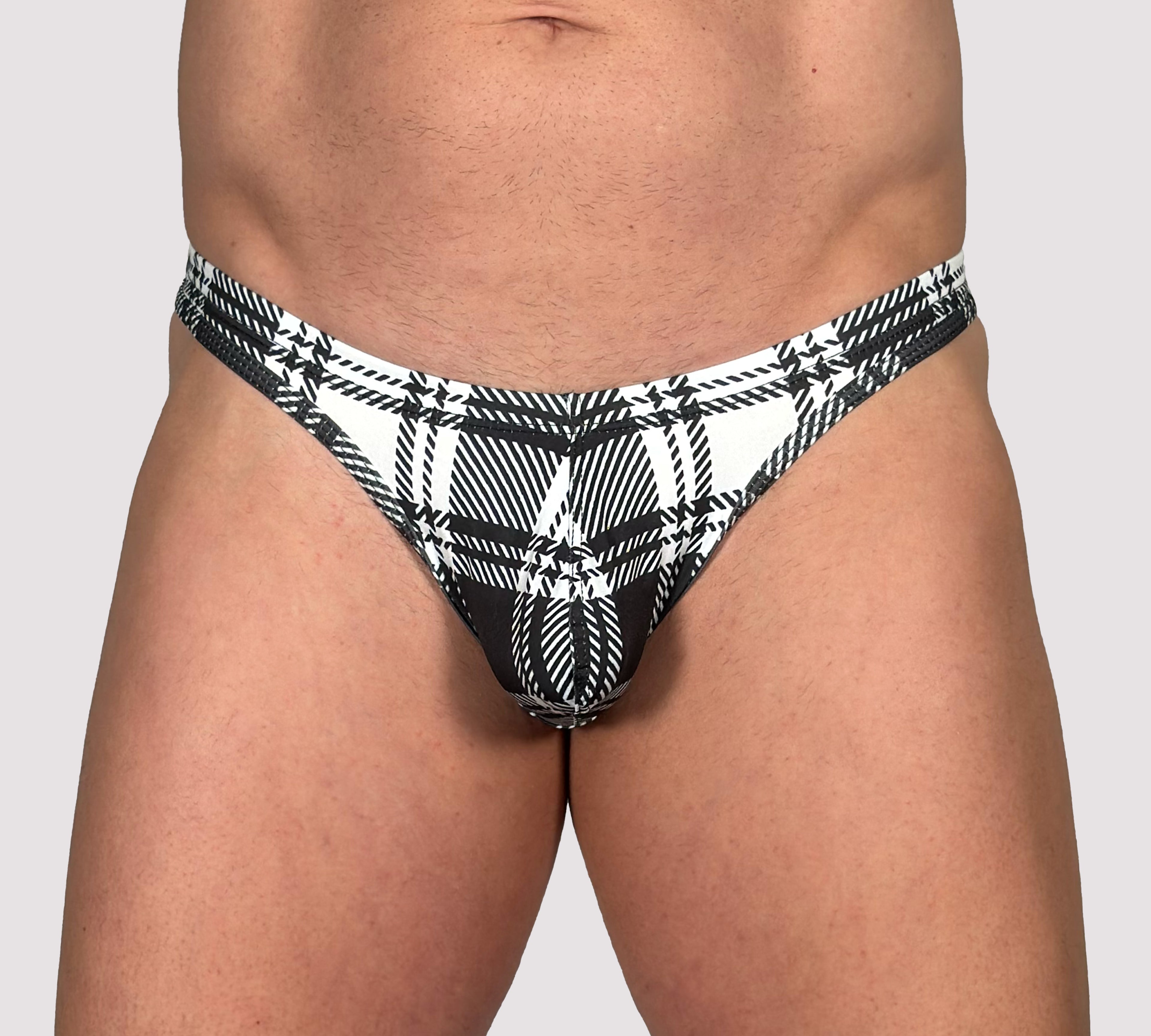 Plaid Thong Black