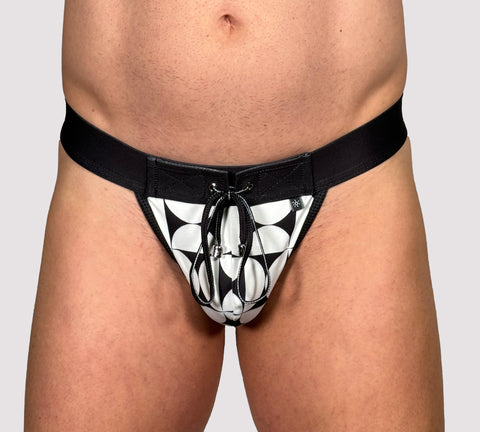 Tile Print Thong Black