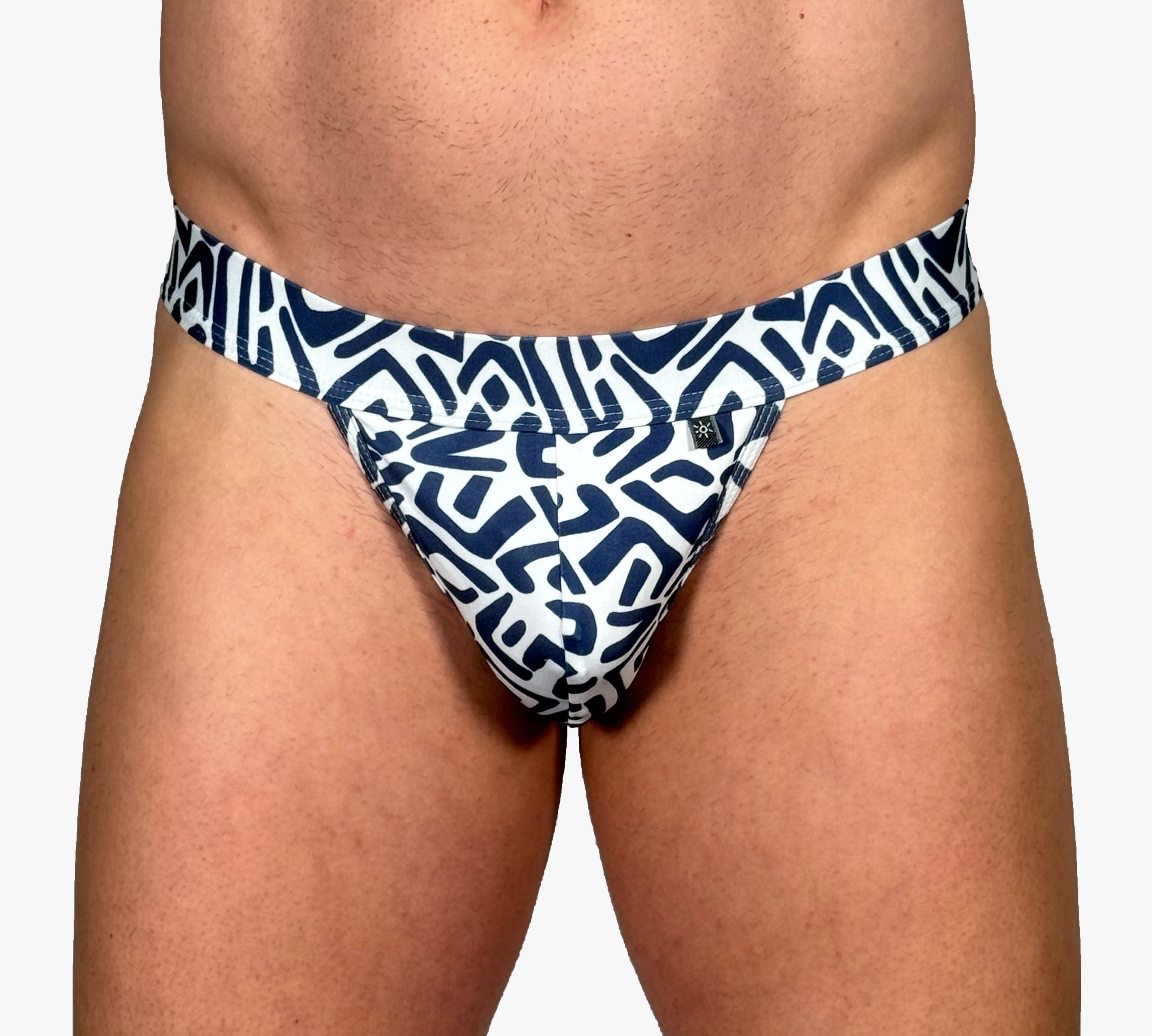 Maze Print Thong Navy