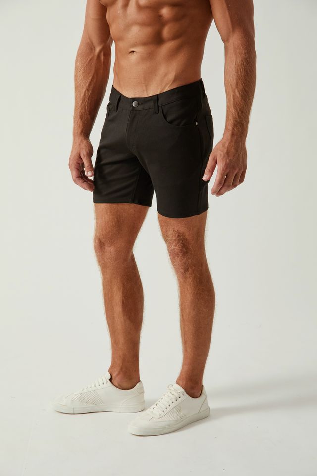 5" Stretch Knit Jean Short - Black