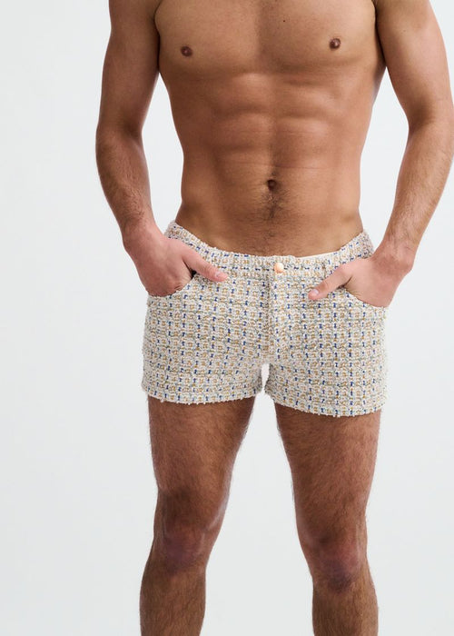 3" Jacquard Stretch Knit Jean Short-Amber/Blue